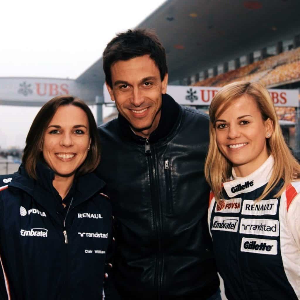 Toto Wolff with Claire Williams and Susie Stoddart Wolff.
