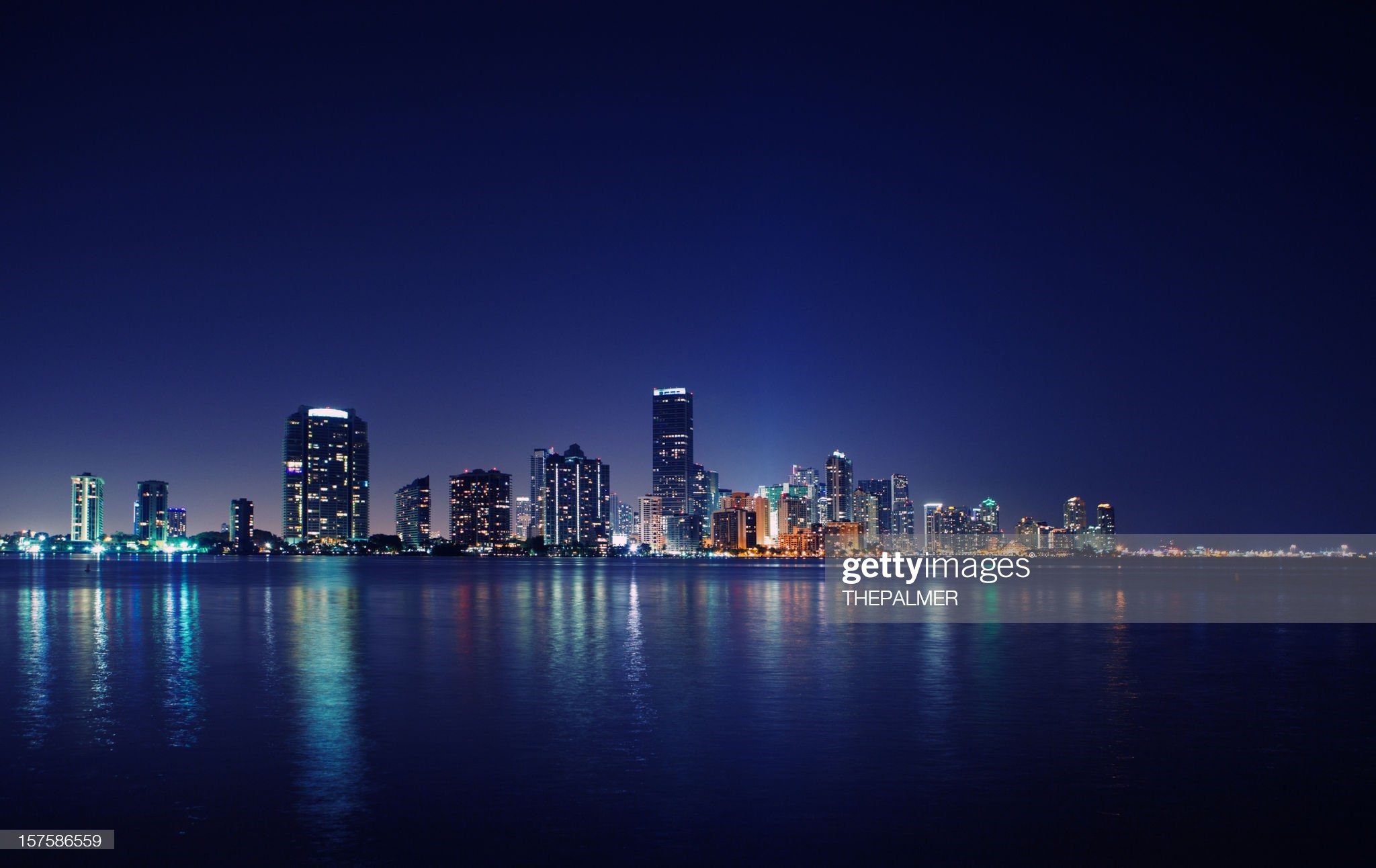 Night shot of Miami’s Brickell skyline. 