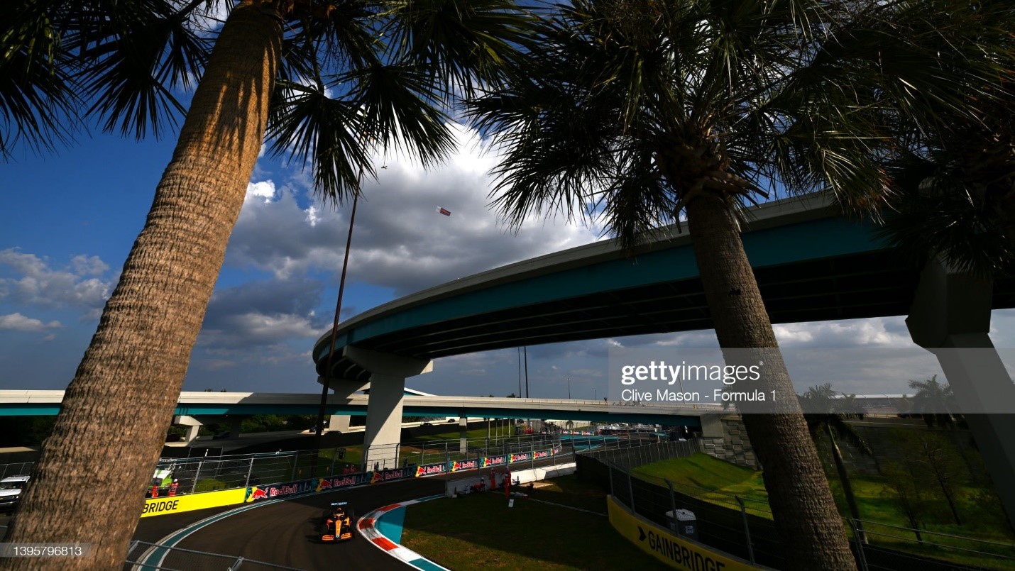 Daniel Ricciardo of Australia driving the (3) McLaren MCL36 Mercedes on track during practice ahead of the F1 Grand Prix of Miami at the Miami International Autodrome on May 06, 2022 in Miami, Florida. 