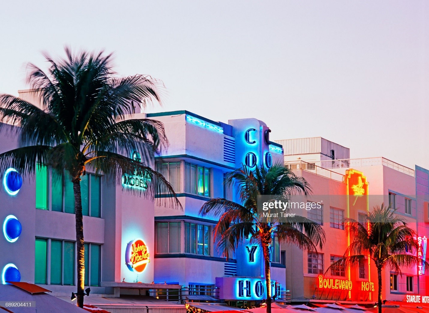 Art Deco buildings on Ocean Drive, Miami. 