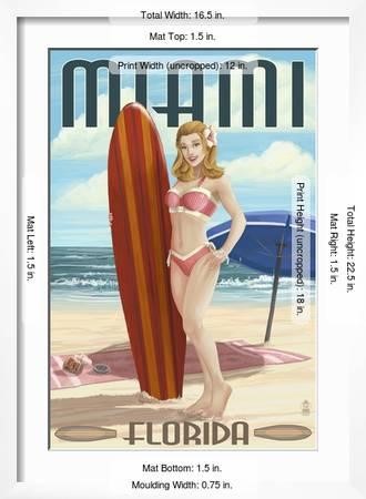 Miami, Florida, pinup girl surfer.