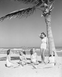 Vintage girls on the beach at Miami.