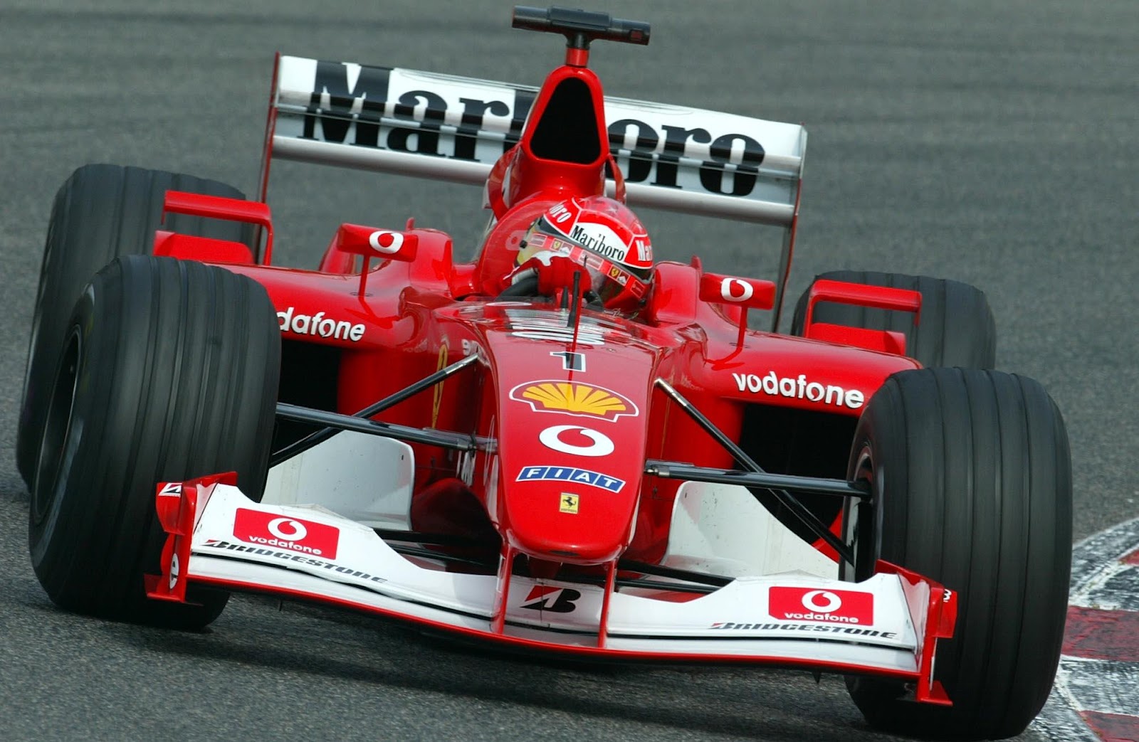Michael Schumacher in his Ferrari at Spanish GP on 28 April 2002.