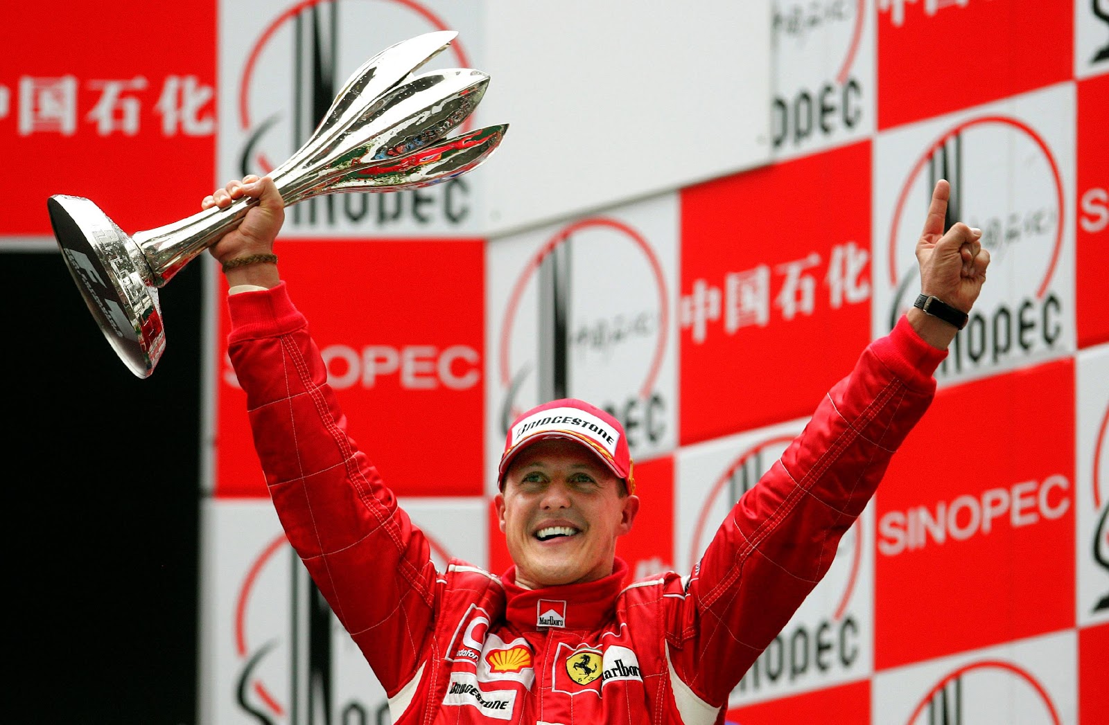 Michael Schumacher winner on the podium.