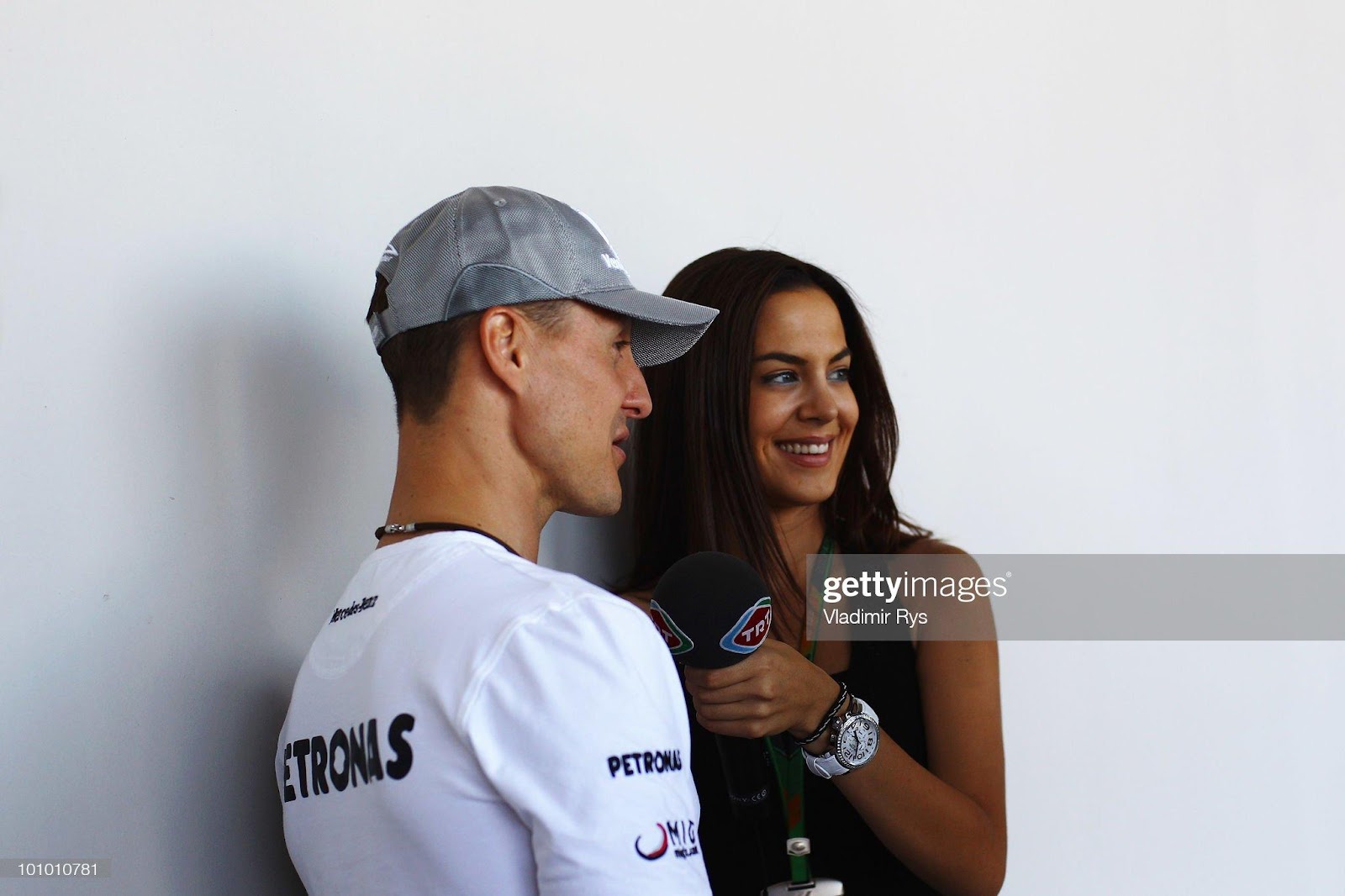 Michael Schumacher with a female journalist.
