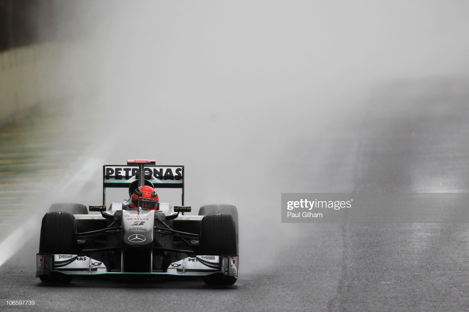 Michael Schumacher, Mercedes GP, drives during final practice prior to qualifying for the Brazilian F1 Grand Prix at the Interlagos Circuit on November 6, 2010 in Sao Paulo.