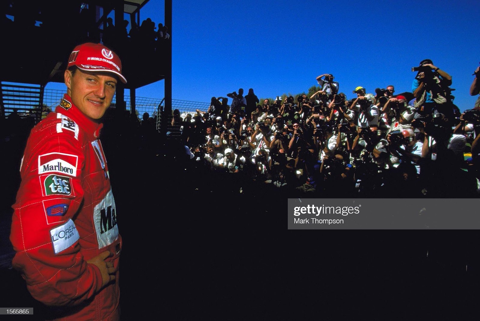 01 March 2001: Michael Schumacher, Ferrari, poses for photographers at the Albert Park Circuit in the lead up to the first Grand Prix of the 2001 season, Melbourne, Australia.