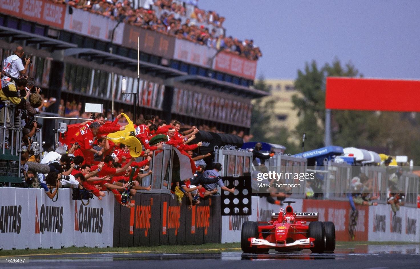04 March 2001: Ferrari driver Michael Schumacher wins the Formula One Australian Grand Prix at Albert Park in Melbourne, Australia.
