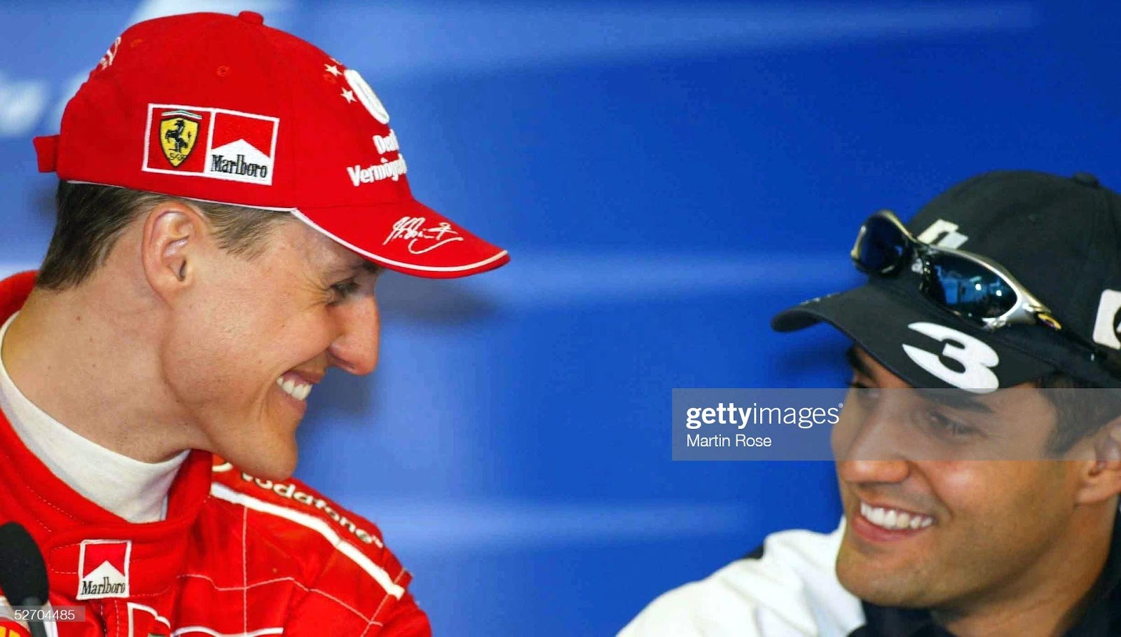 Michael Schumacher and Juan Pablo Montoya at the 2003 Australian Grand Prix in Melbourne on March 08, 2003.