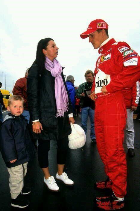 Max Verstappen, his mother and Michael Schumacher.