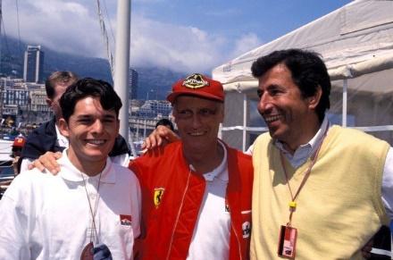 Giancarlo Fisichella, Niki Lauda and Pino Allievi at Monte Carlo in 1995.