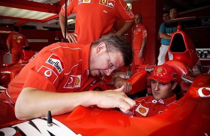 Michael Schumacher with Ross Brawn.