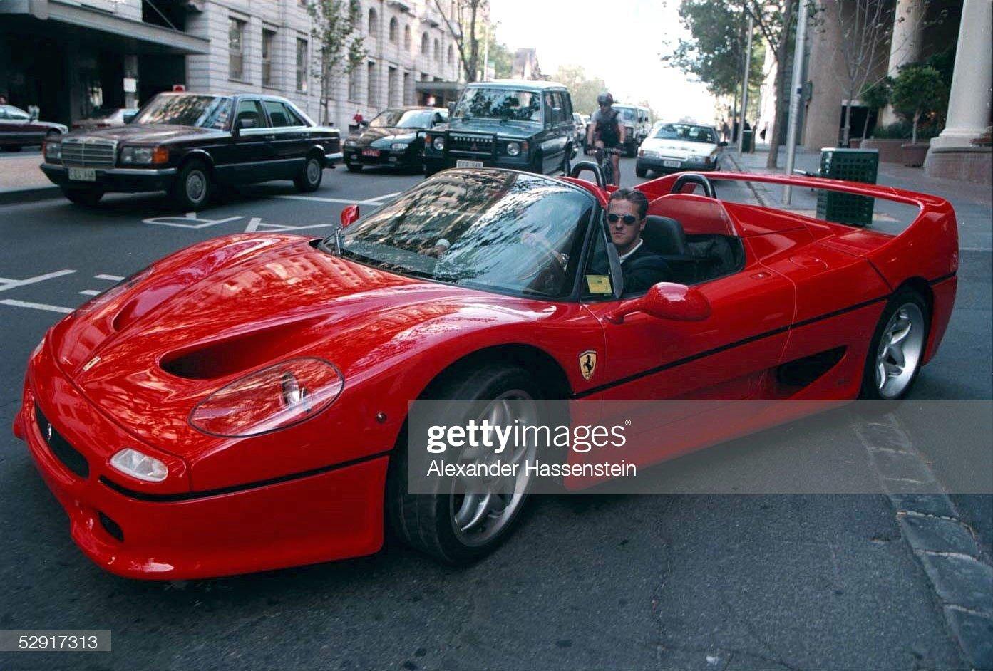 Michael Schumacher on a joyride in the Ferrari on March 07, 1996 at Melbourne for the Australian Grand Prix.