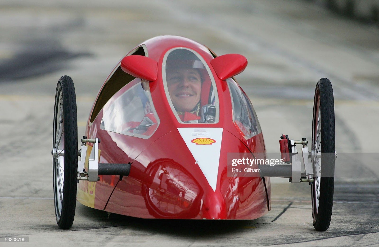 Michael Schumacher, Ferrari, in action during the Shell Eco-Marathon UK at the Rockingham Motor Racing Circuit on July 7, 2005 in Corby, England.