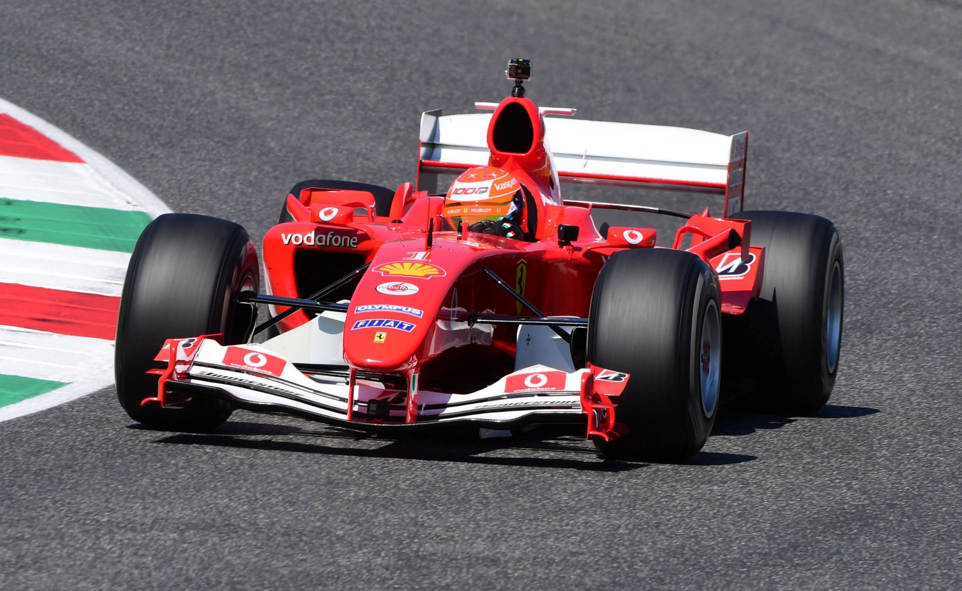 Tuscan Grand Prix – Mugello, Scarperia e San Piero, Italy. Mick Schumacher drives the Ferrari F2004 of his father Michael Schumacher during a display run before the race.