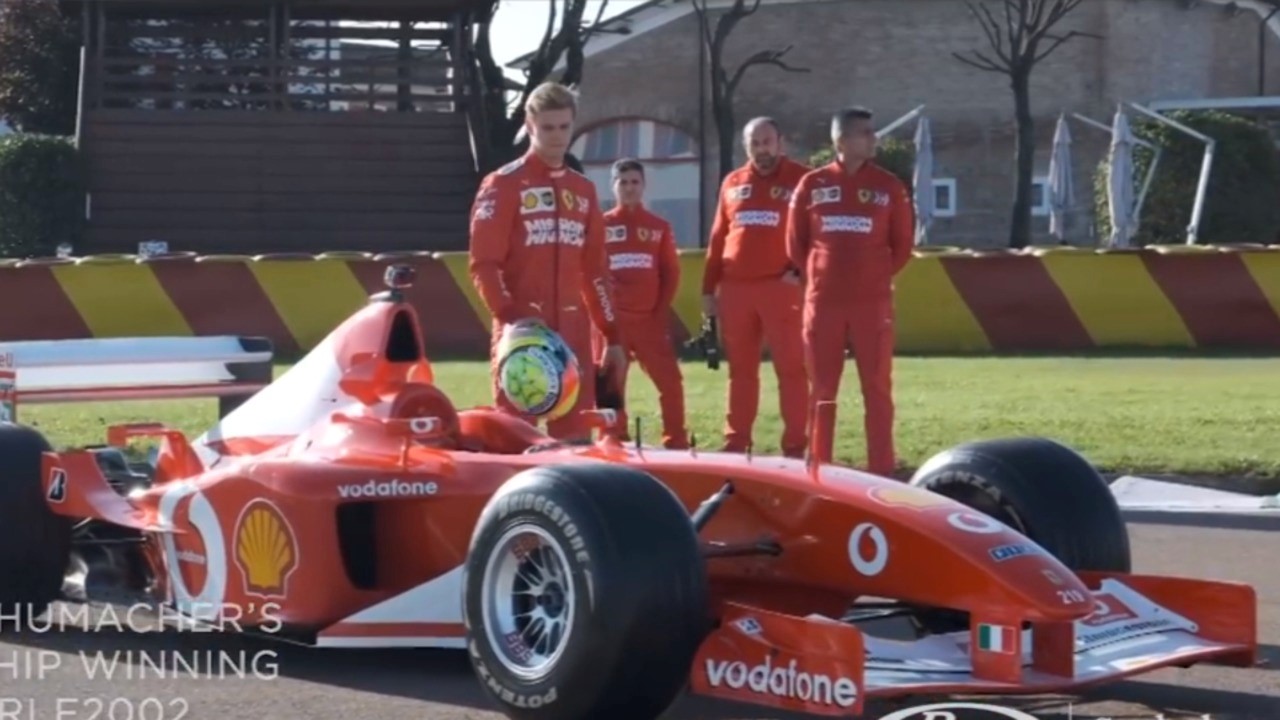 Ferrari: Mick Schumacher drives in father’s title-winning car.