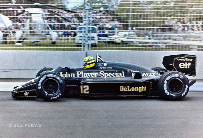 Ayrton Senna driving a Lotus.