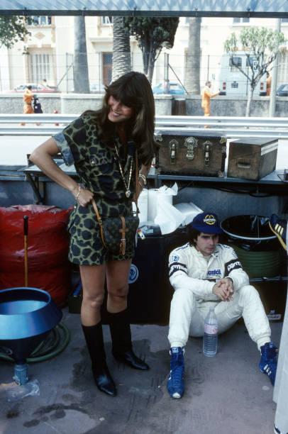 Nelson and Sylvia Piquet at 1982 Monaco Grand Prix, Brabham box.