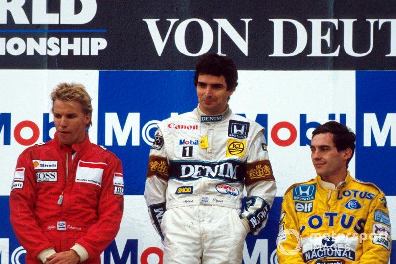 Stefan Johansson, Mclaren, Nelson Piquet and Ayrton Senna.