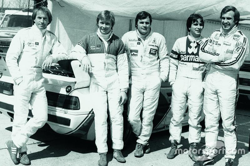 1979 Belgium GP. Jaques Lafitte, Didier Pironi, Alan Jones, Nelson Piquet and Carlos Reutemann.