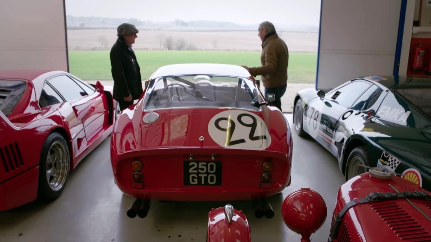 Brian Johnson - lead singer of AC/DC - and Nick Mason, drummer for Pink Floyd, decided to meet up and take this rare red Ferrari 250 GTO for a spin.