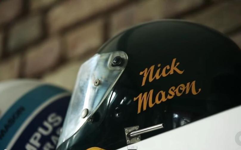 Nick Mason's black helmet.
