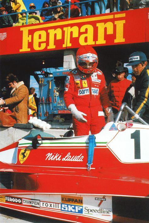Picture of Niki Lauda with his F1 car