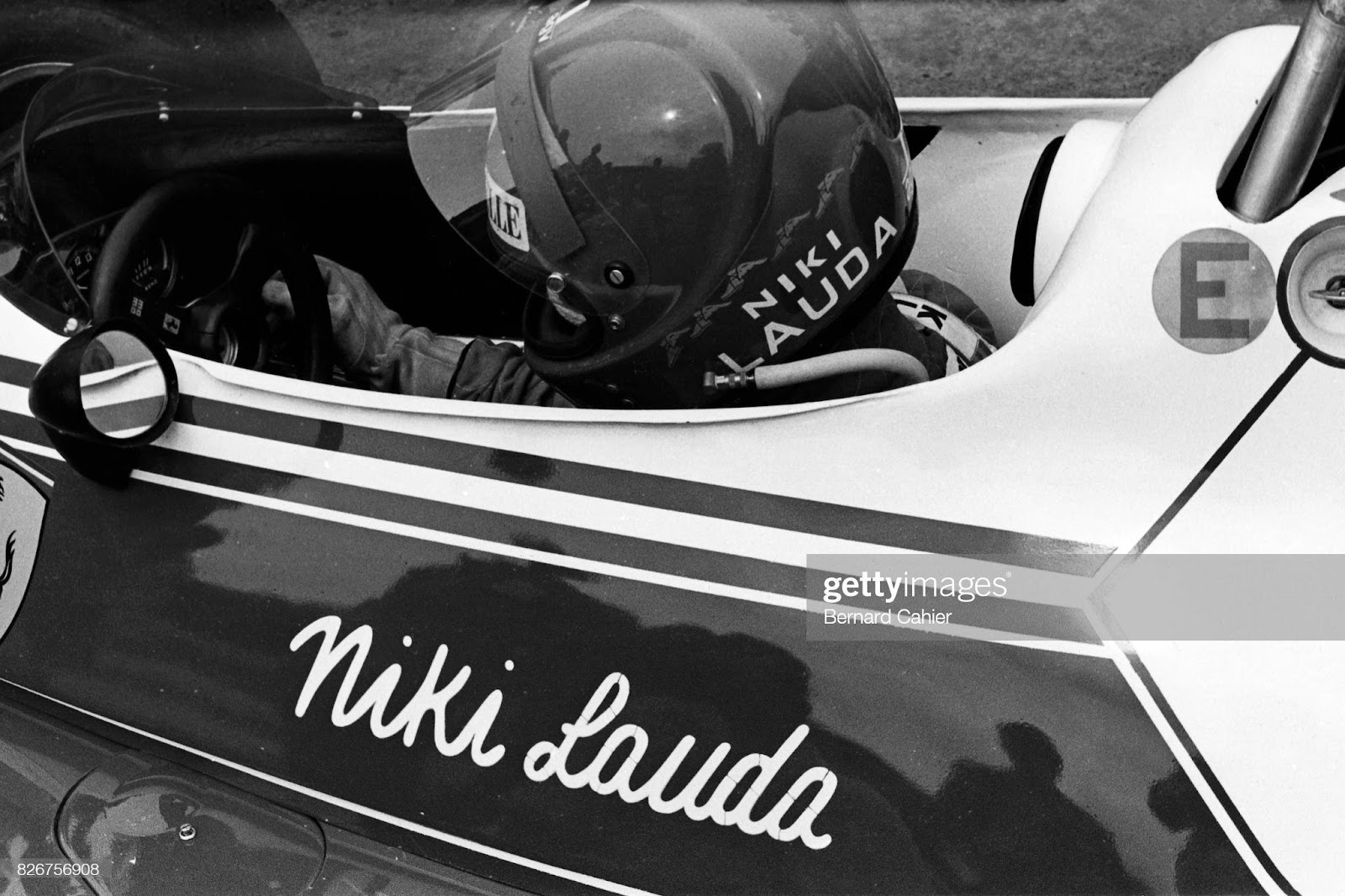 Picture of Niki Lauda in a Ferrari