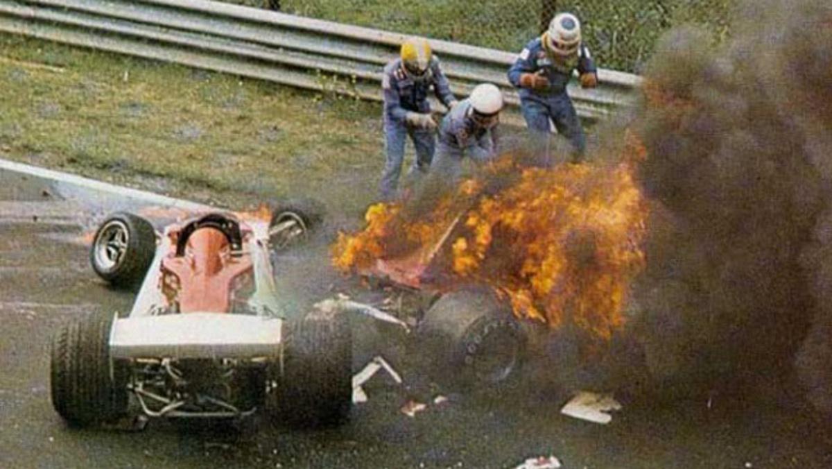 Picture of Niki Lauda's car crash
