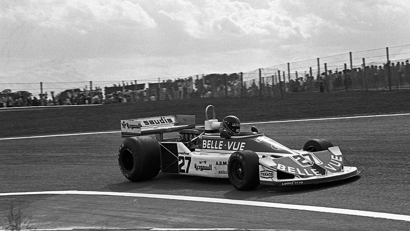 Where it all began: Neve drives to a 12th place finish at Jarama in 1977. 
