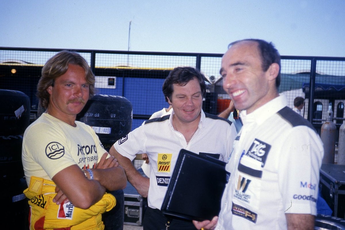 Keke Rosberg, Patrick Head and Frank Williams in 1984.