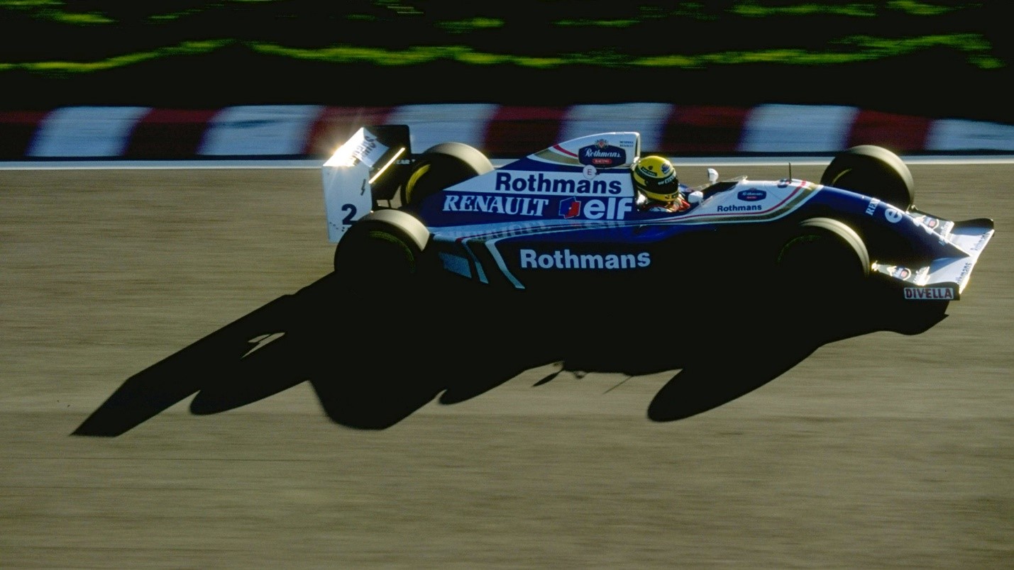 Senna testing the 1994 Williams: Imola was the third race of the season.