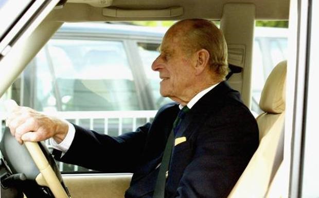 Prince Philip driving a Land Rover in 2004.