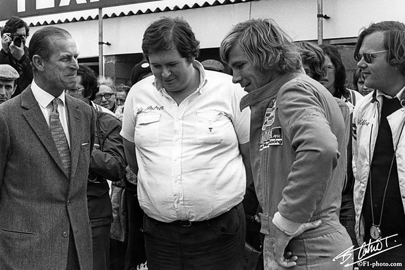Prince Philip with Lord Hesketh and James Hunt.