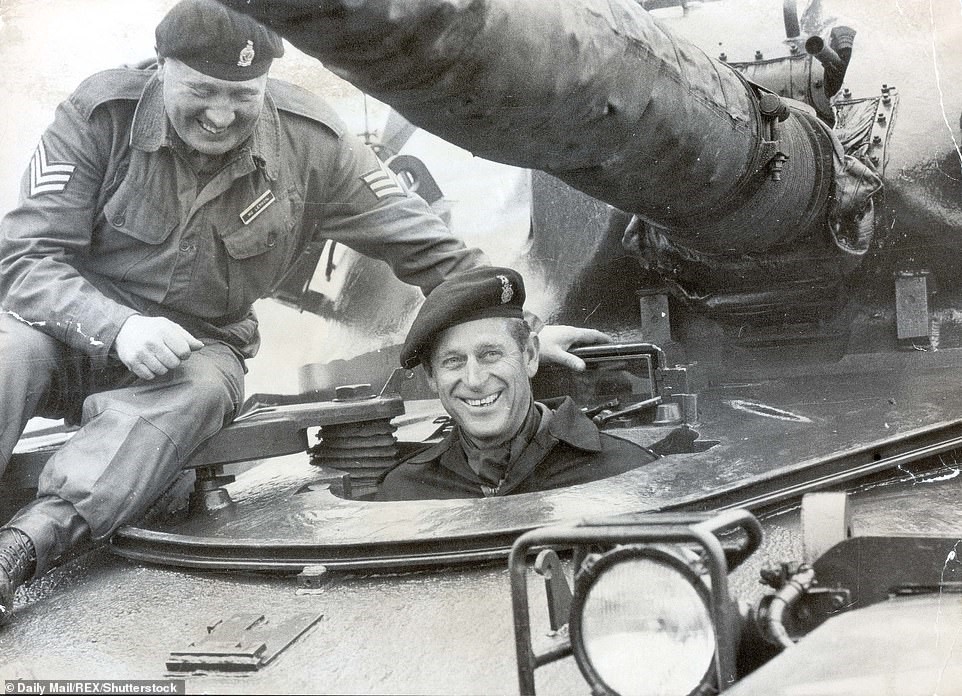 The Duke Of Edinburgh is pictured here on March 20, 1969 on a visit to the Regiment of The Queen's Royal Hussars at Bovington Camp in Dorset. 