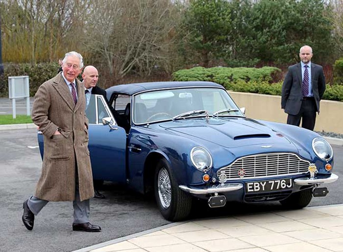 Prince Charles and his Aston Martin.