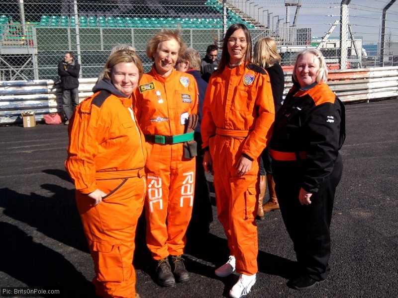 The marshals at Silverstone in 2010, Jean Whitebread on the right.