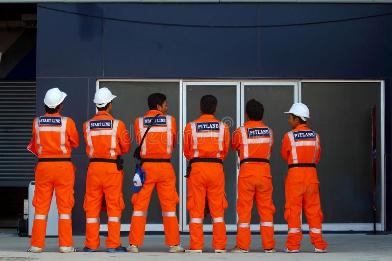 Marshals were prepared to work in the Super GT race car 2014 at Chang International Circuit, on October 4-5, 2014 at Buriram, Thailand.