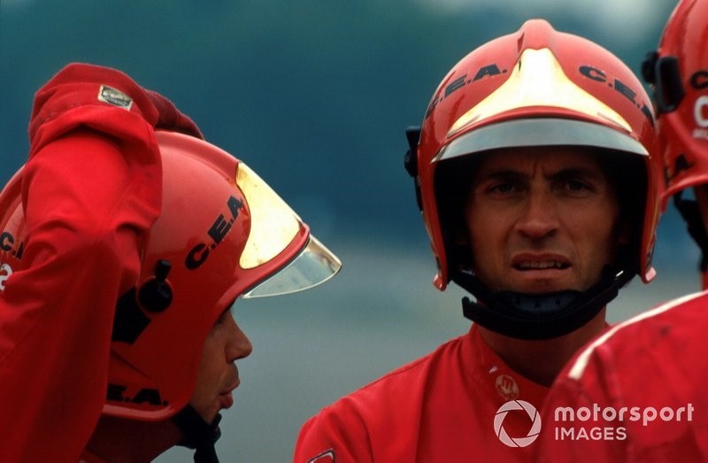 The fire marshals were to save the life of Gerhard Berger, Ferrari. 