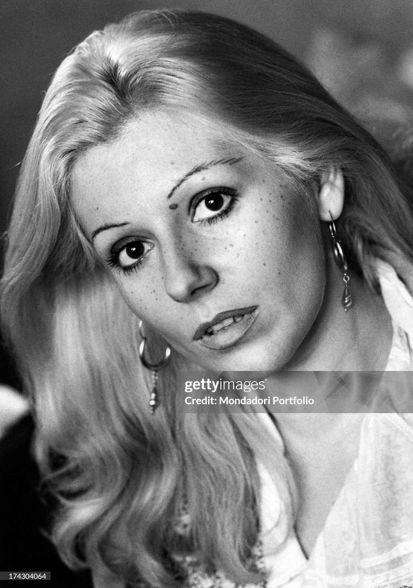 A close up of Ombretta Colli, the pseudonym of Ombretta Comelli, a very successful and famous Italian singer in Milan, Italy, in 1972. 
