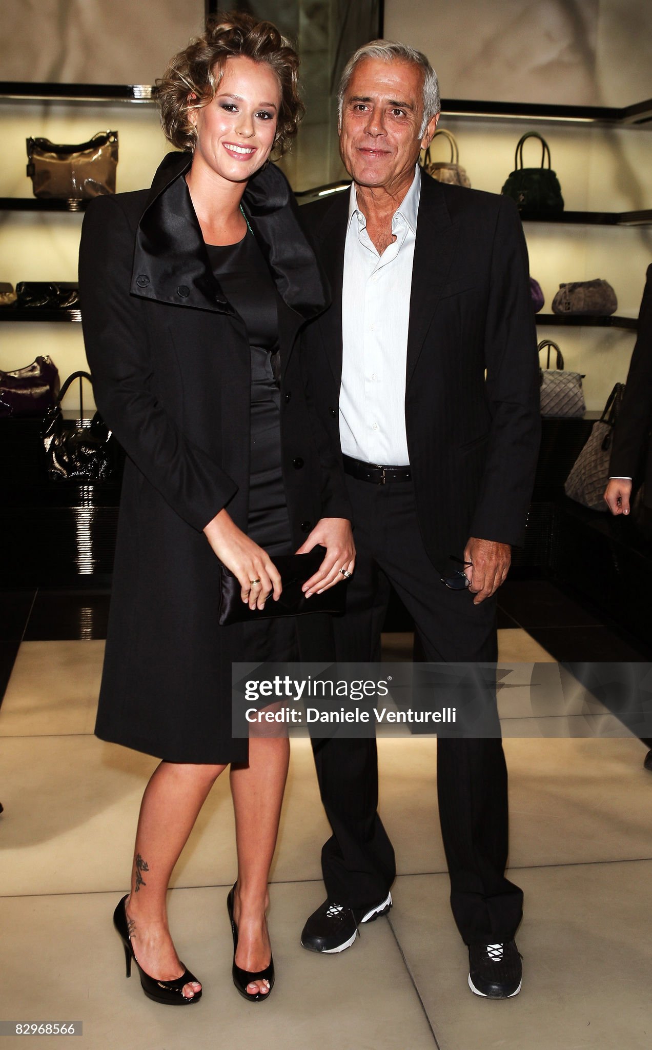 Federica Pellegrini and Teo Teocoli attend the Giorgio Armani Boutique Opening Cocktail Party during Milan Fashion Week Spring/Summer 2009 on 22 September 2008 in Milan, Italy. 