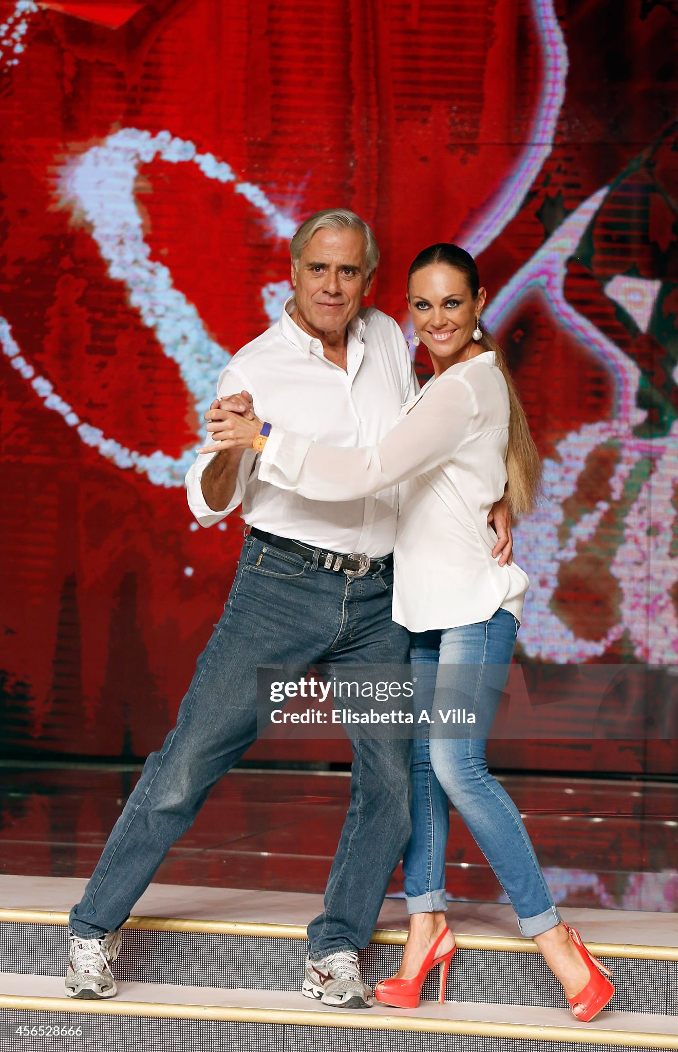 Teo Teocoli and his dance partner Natalia Titova at 'Ballando con le stelle' at Auditorium Rai on 02 October 2014 in Rome, Italy. 