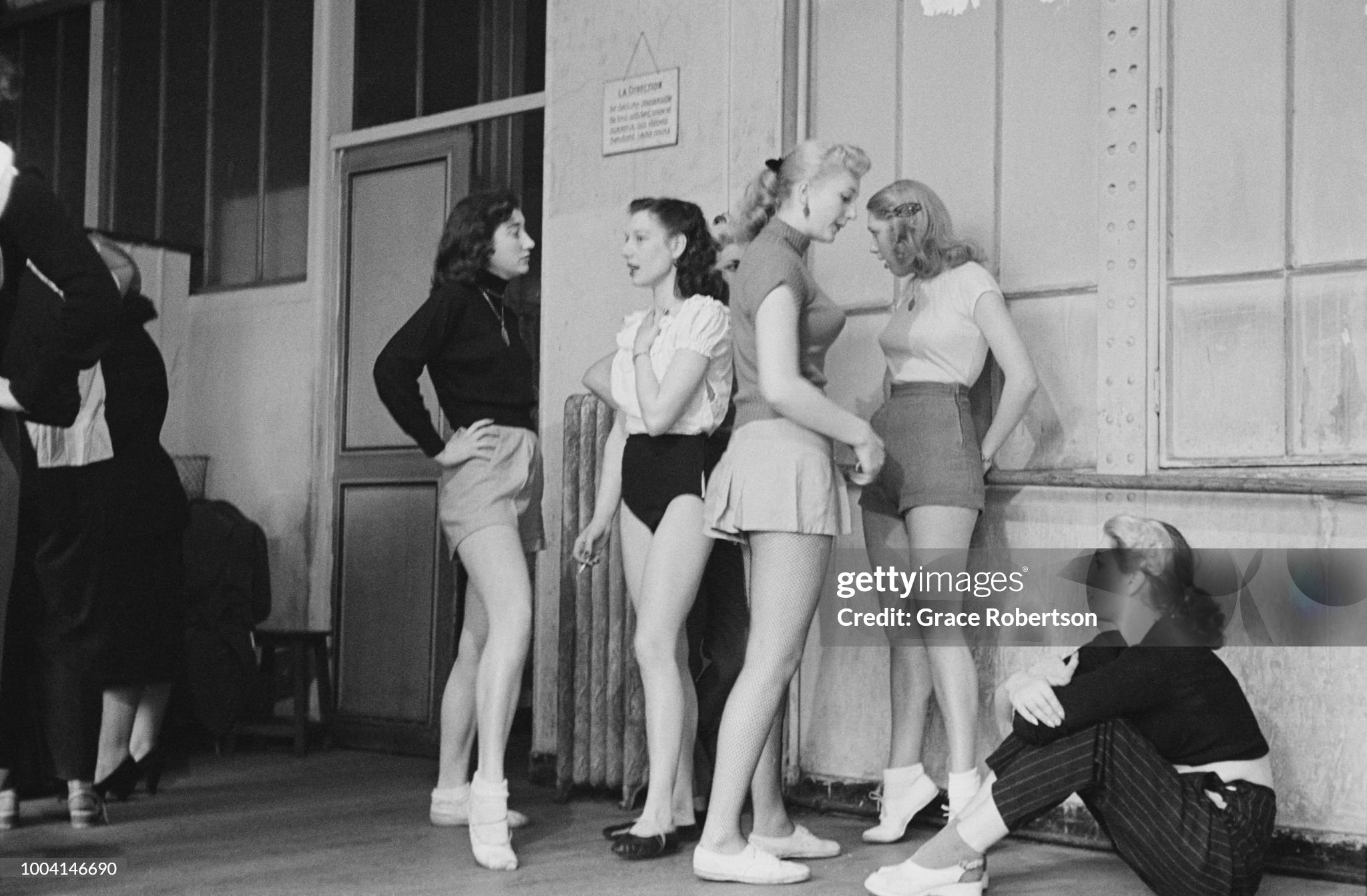 Members of a newly-formed Bluebell Girls dance troupe from England, during rehearsals at the Nuevo Teatro in Milan in November 1951. 