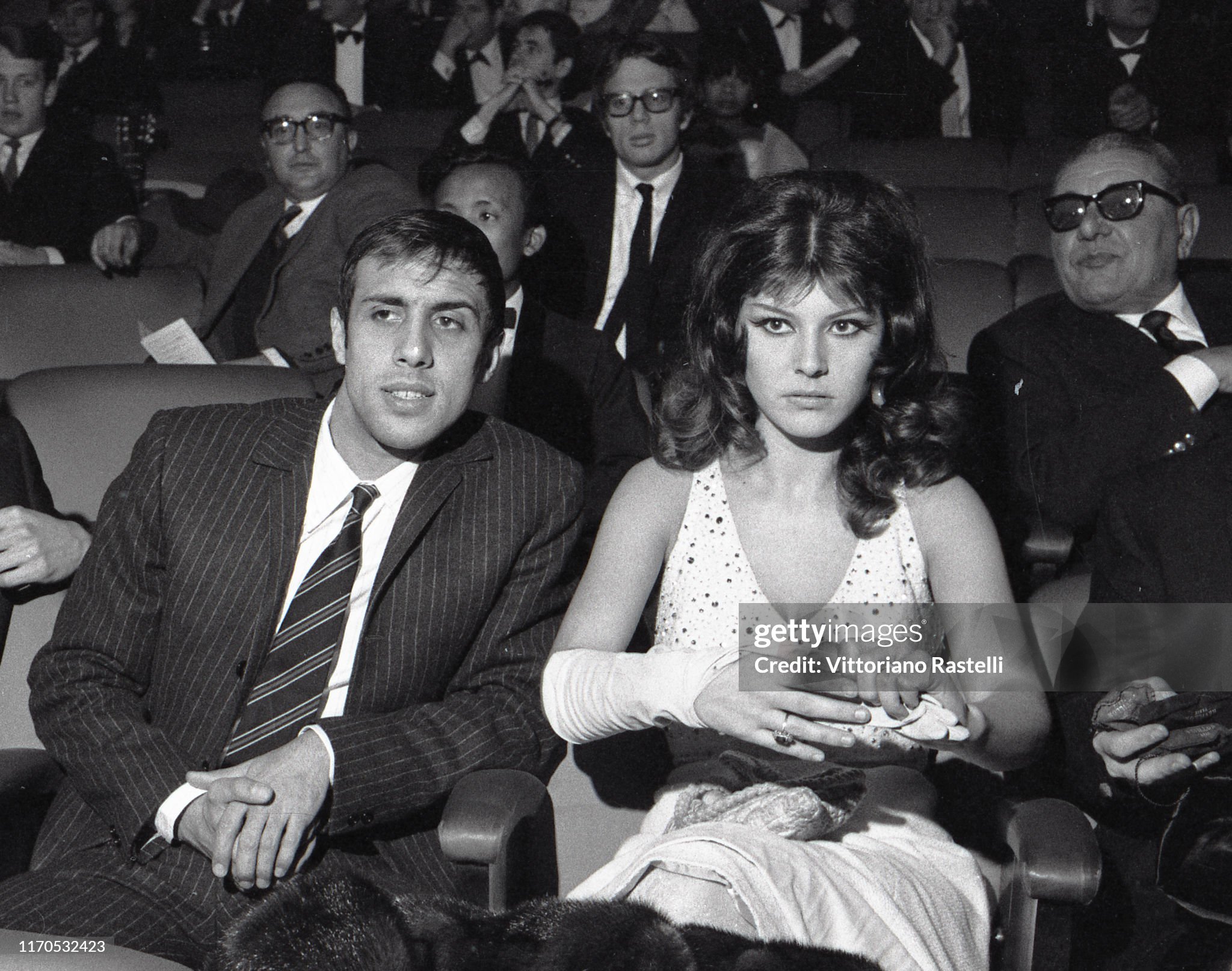 Adriano Celentano with his wife Claudia Mori during the Festival della Canzone in Sanremo, Italy, in January 1966. 