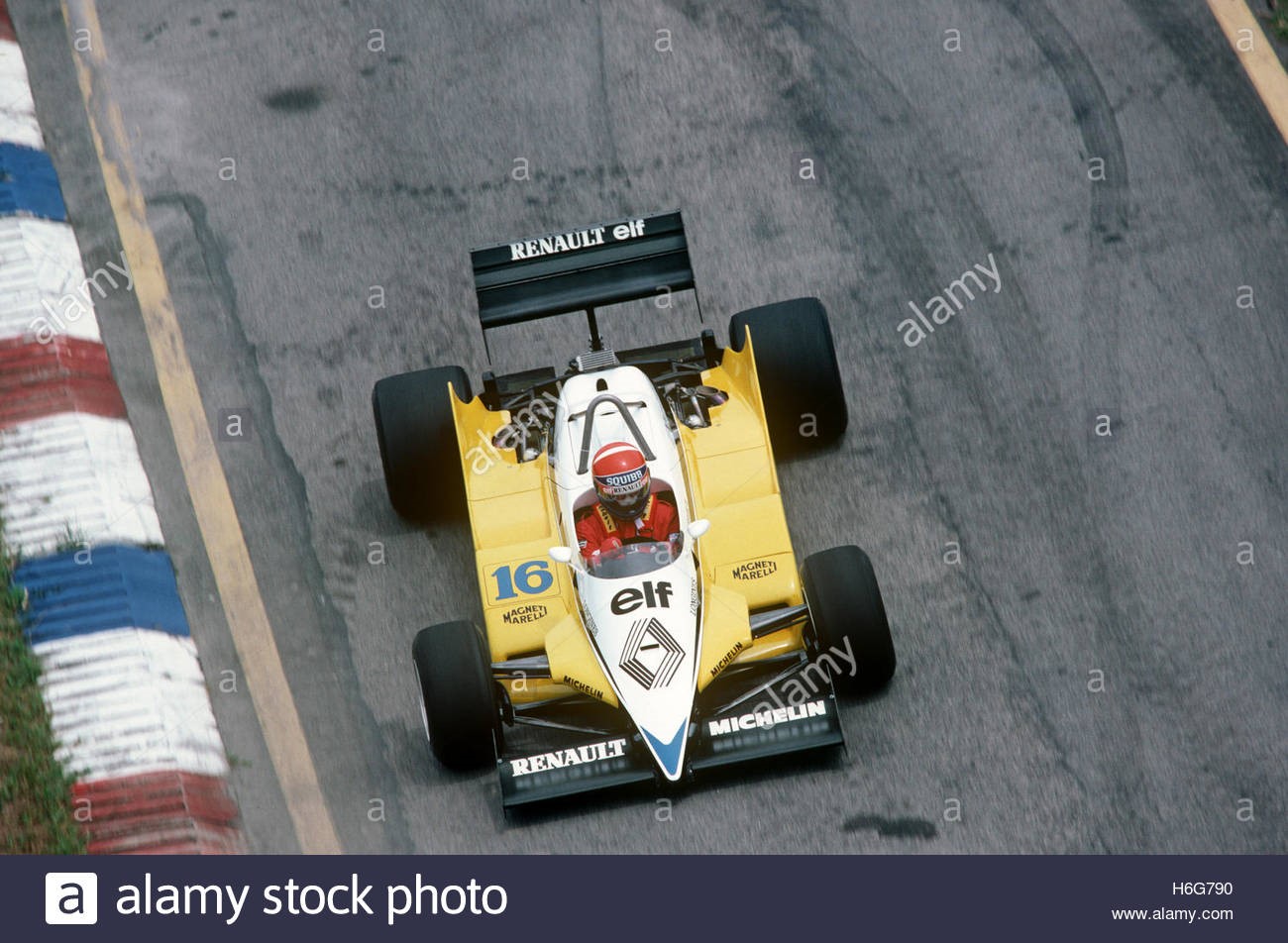 Rene Arnoux, Renault, at Long Beach GP in 1982.