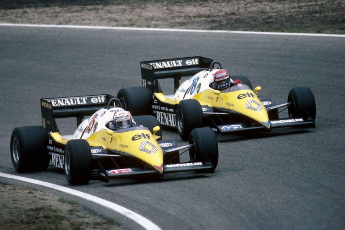 1983 Renault RE40. 15 Alain Prost and 16 Eddie Cheever.