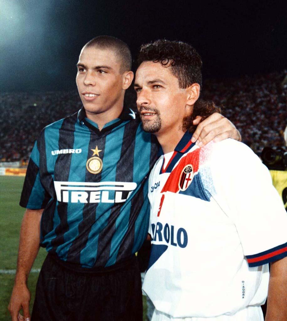 Bologna vs Inter. Bologna, 1997. Ronaldo and Roby Baggio.