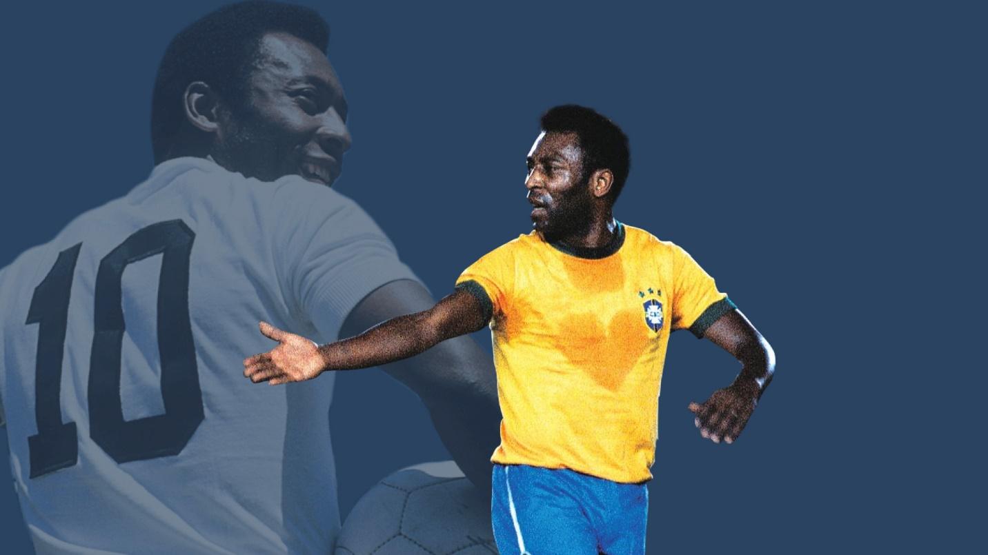 Pele' with the shirt of Brazil.