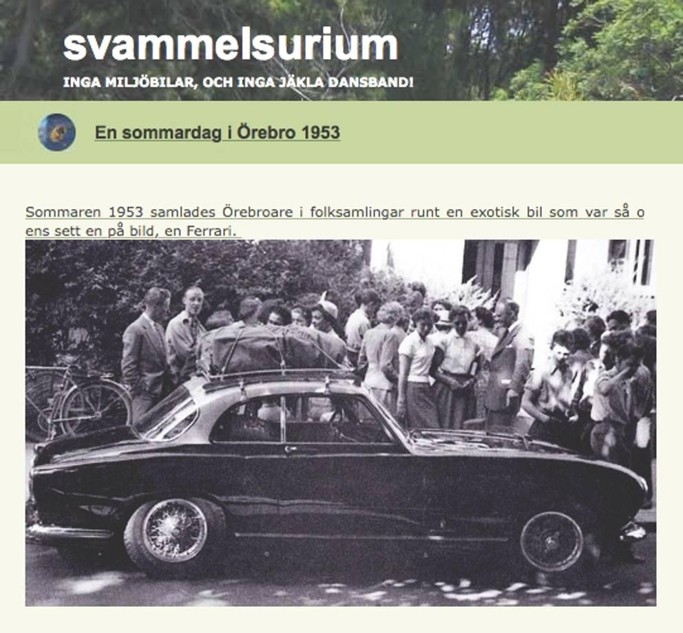 Some of the bloggers found, who knows where, this photo from June 1953 (you can also see it above). Inside is a beautiful car, a Ferrari 212 Inter, with Pininfarina bodywork. It is surrounded by a small crowd, in the remote town of Orebro.
