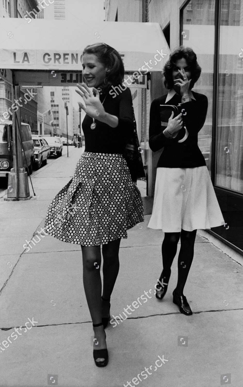 Andrea de Portago and Kitty Hawks, the beautiful daughter of style icon Slim Keith, wearing short skirts on January 01, 1972. 